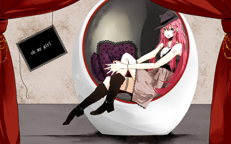 pink-haired girl in a pod