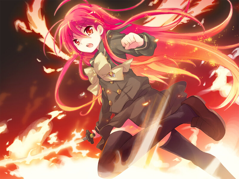 pink-haired girl in action
