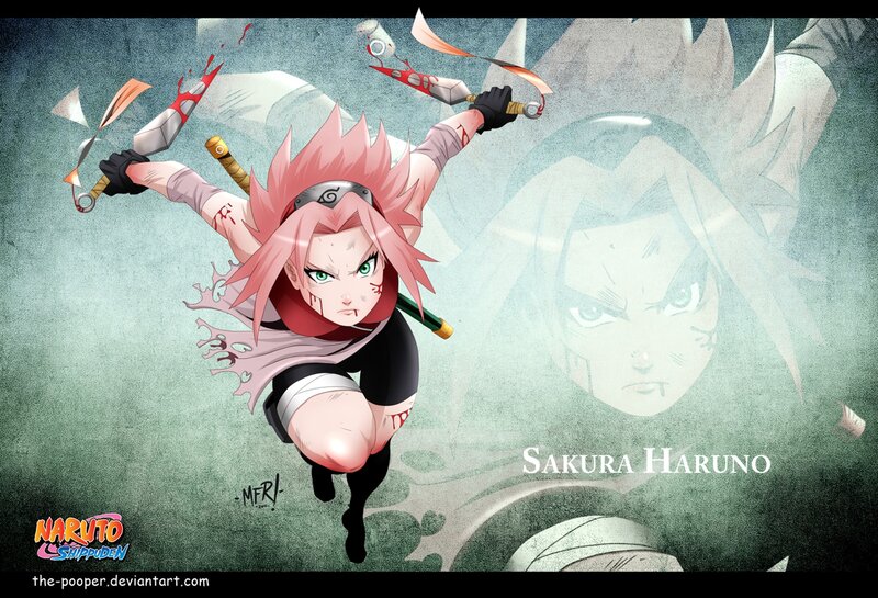 Pink-haired Girl in Action — Green