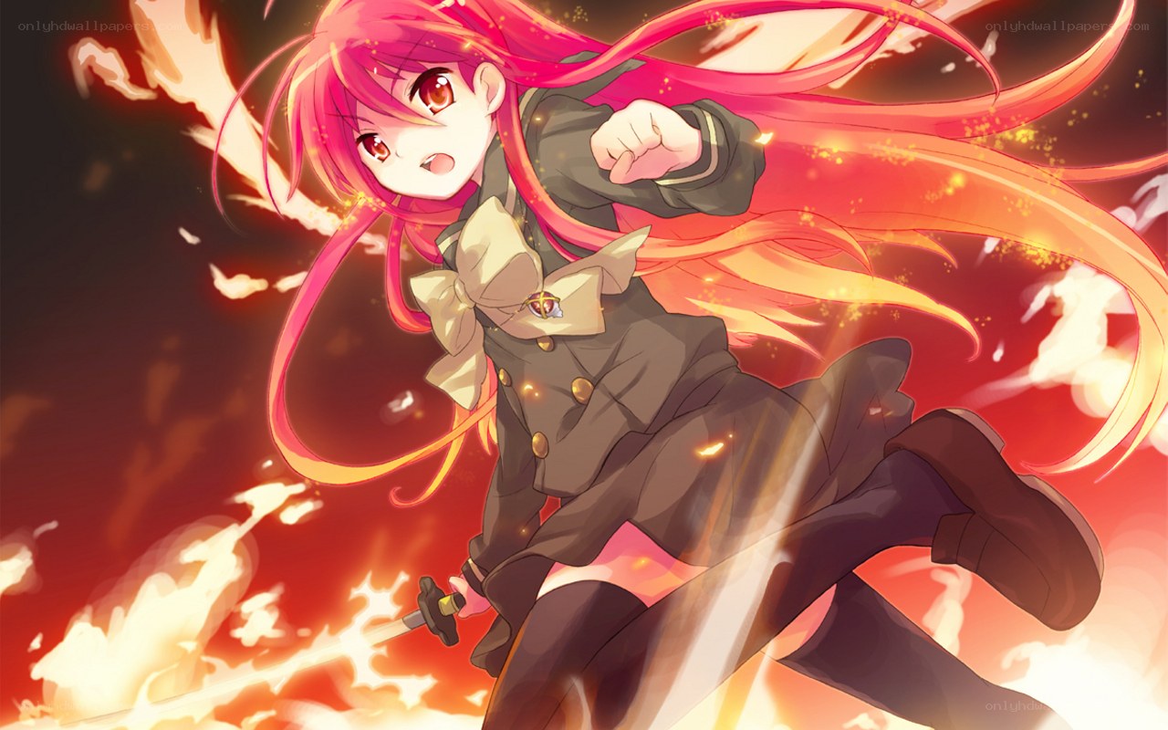 pink-haired girl in action