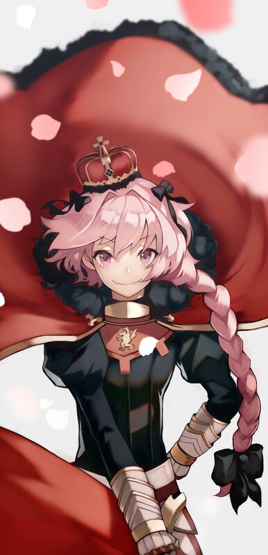 Pink-haired Girl in Armor — Red, Dramatic, Anime