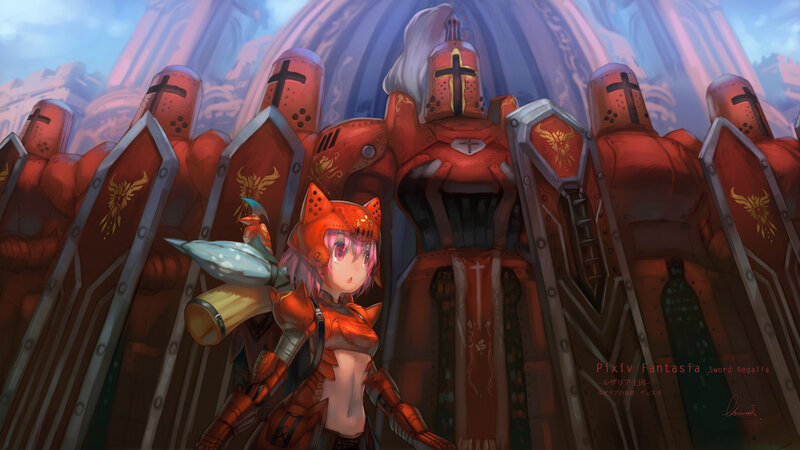 Pink-haired Girl in Armor — Red