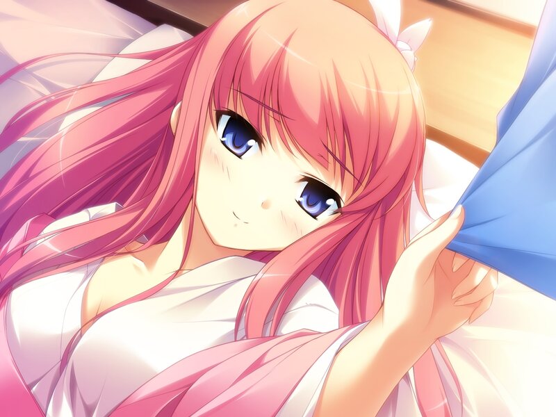 Pink-haired Girl in Bed — Pink, Calm