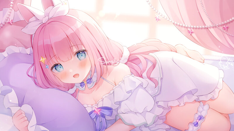 Pink-haired Girl in Bed — Pink, Dreamy, Morning