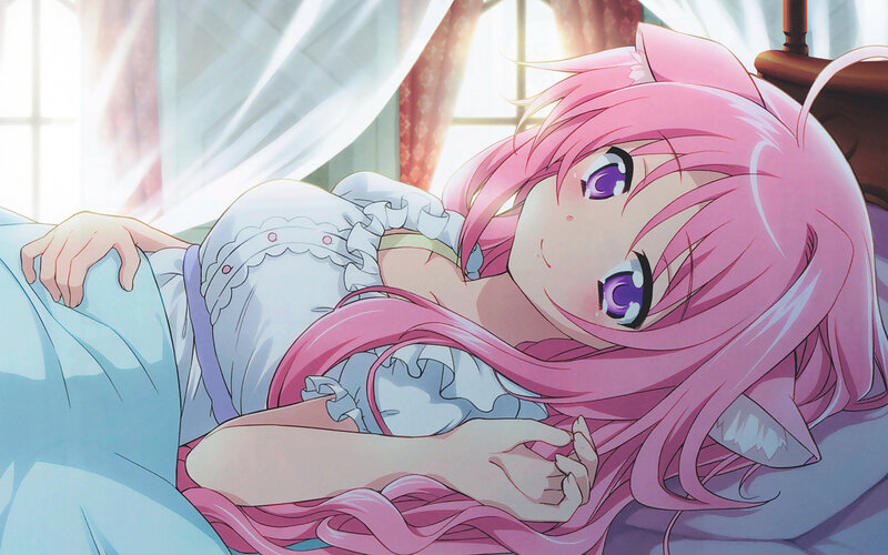 Pink-haired Girl in Bed — Pink, Peaceful