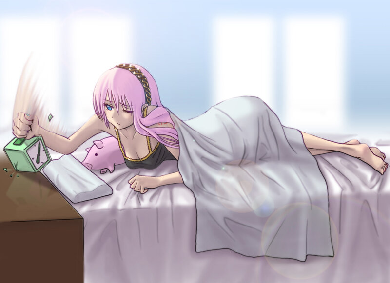 Pink-haired Girl in Bed — Pink