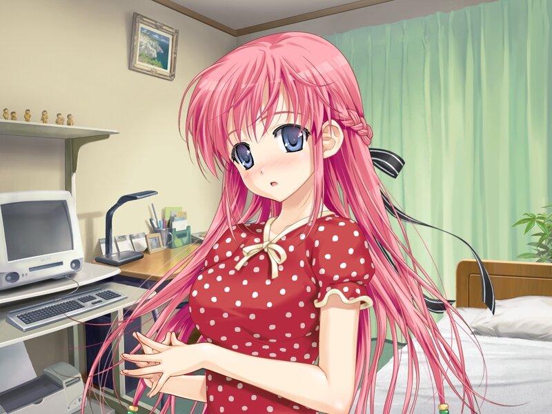 Pink-haired Girl in Bedroom — Pink