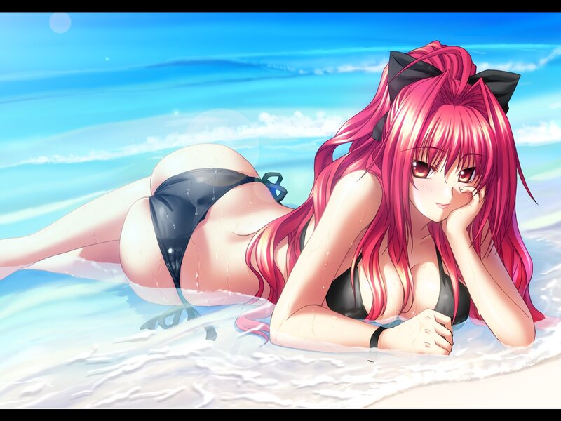 Pink-haired Girl in Bikini — Blue, Relaxed