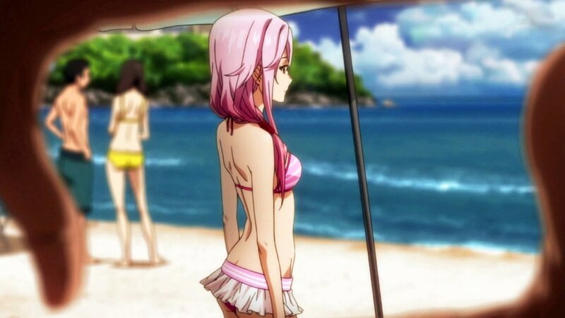 Pink-haired Girl in Bikini — Blue, Serene