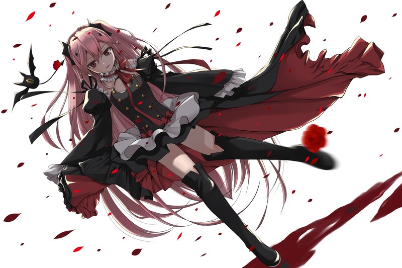 Pink-haired Girl in Black Dress — Dramatic, Anime