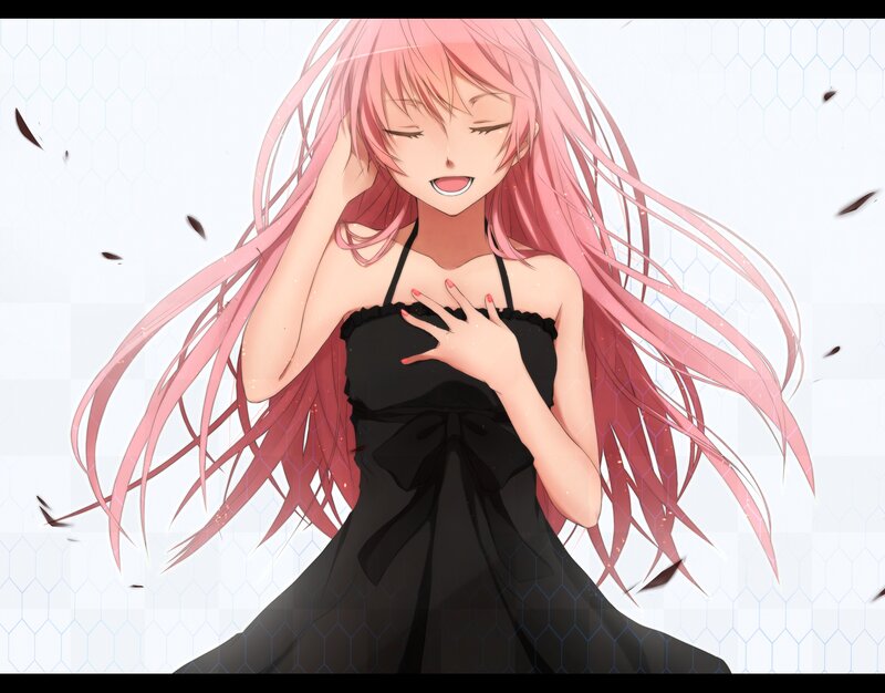 Pink-haired Girl in Black Dress — Pink, Serene