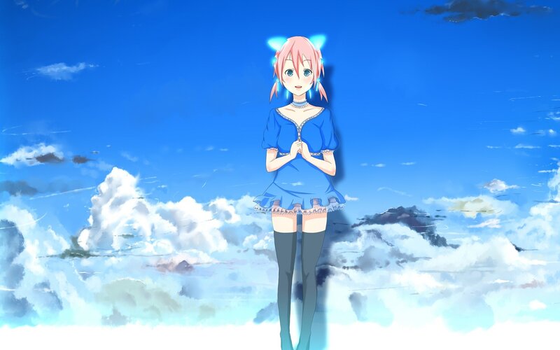 Pink-haired Girl in Blue Dress — Serene, Afternoon