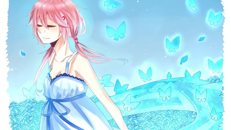 Pink-haired Girl in Blue Dress — Serene, Anime