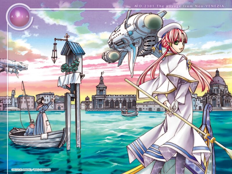 Pink-haired Girl in Boat — Blue