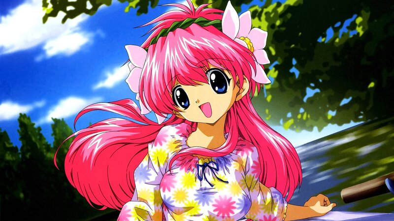 Pink-haired Girl in Boat — Pink, Cheerful, Afternoon