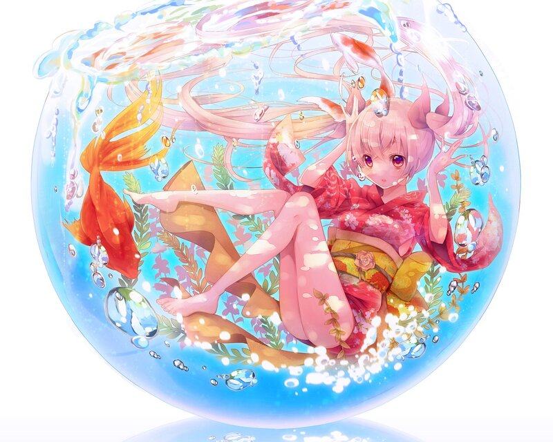 Pink-haired Girl in Bubble