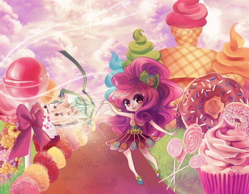 Pink-haired Girl in Candy World
