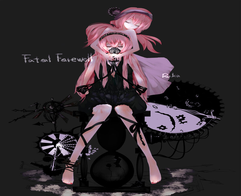 Pink-haired Girl in Chair — Black