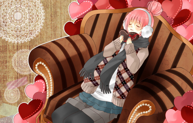 Pink-haired Girl in Chair — Brown