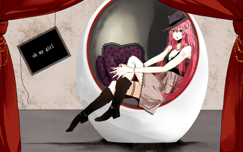 Pink-haired Girl in Chair