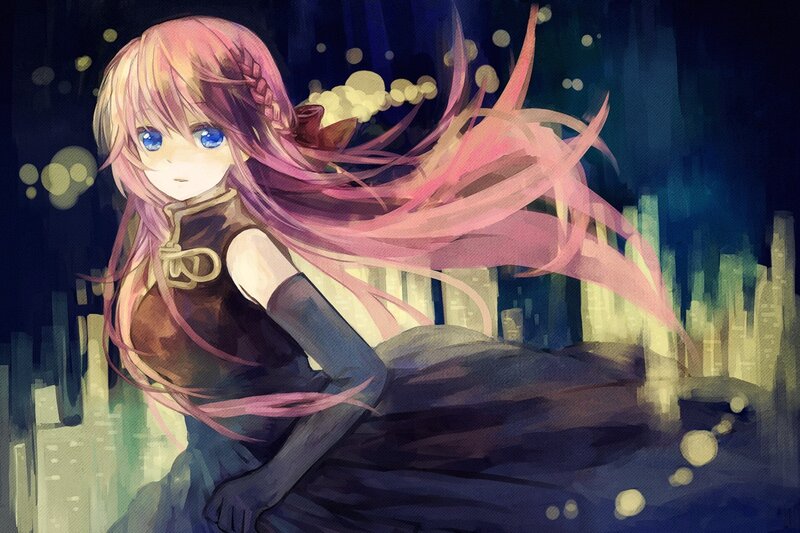 pink-haired girl in city