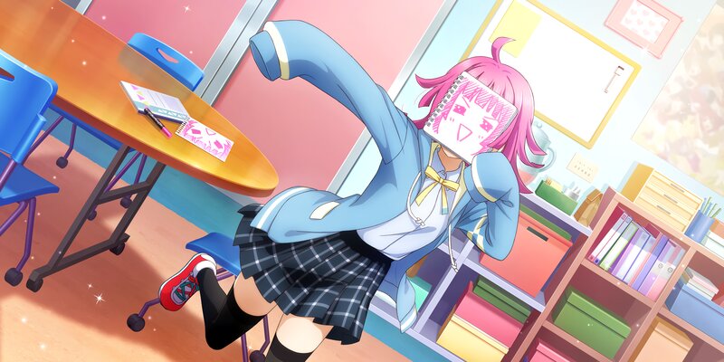 Pink-haired Girl in Classroom — Pink, Playful, Afternoon