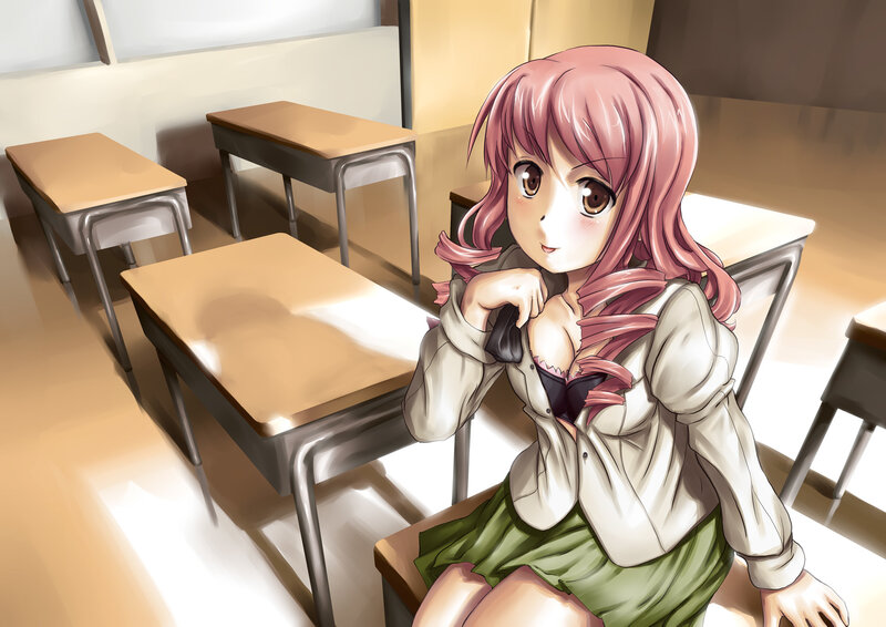 Pink-haired Girl in Classroom