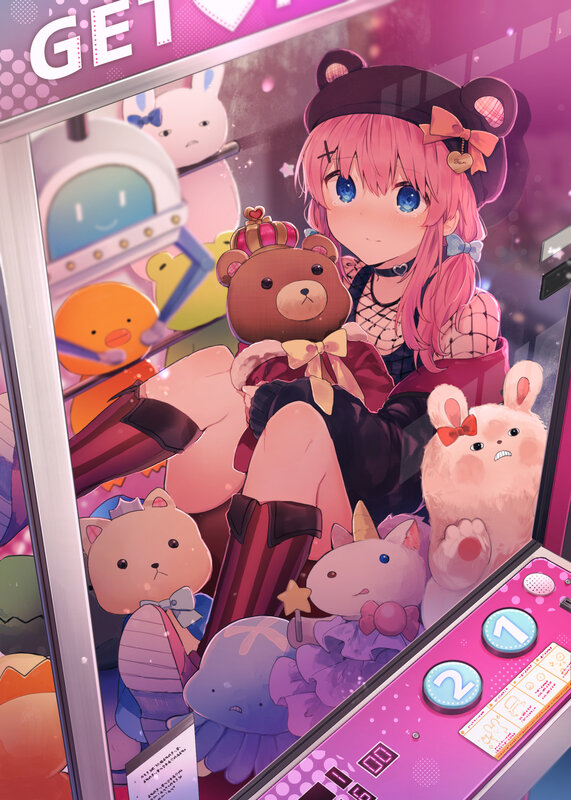 Pink-haired Girl in Claw Machine