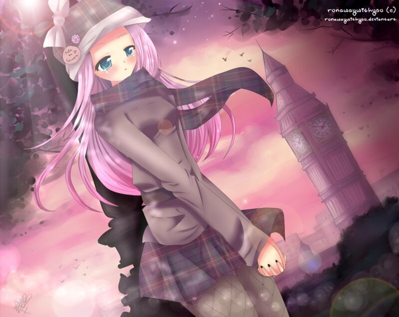 Pink-haired Girl in Coat — Pink