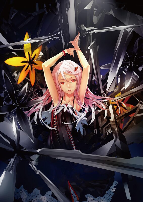 Pink-haired Girl in Debris — Black, Dramatic, Night