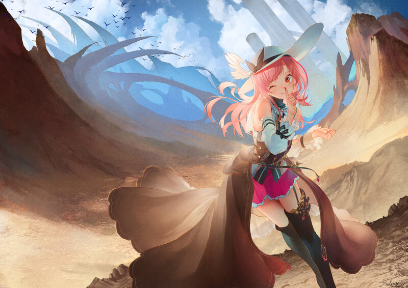 Pink-haired Girl in Desert
