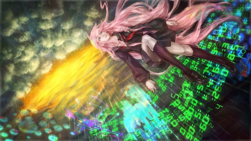 pink-haired girl in digital space