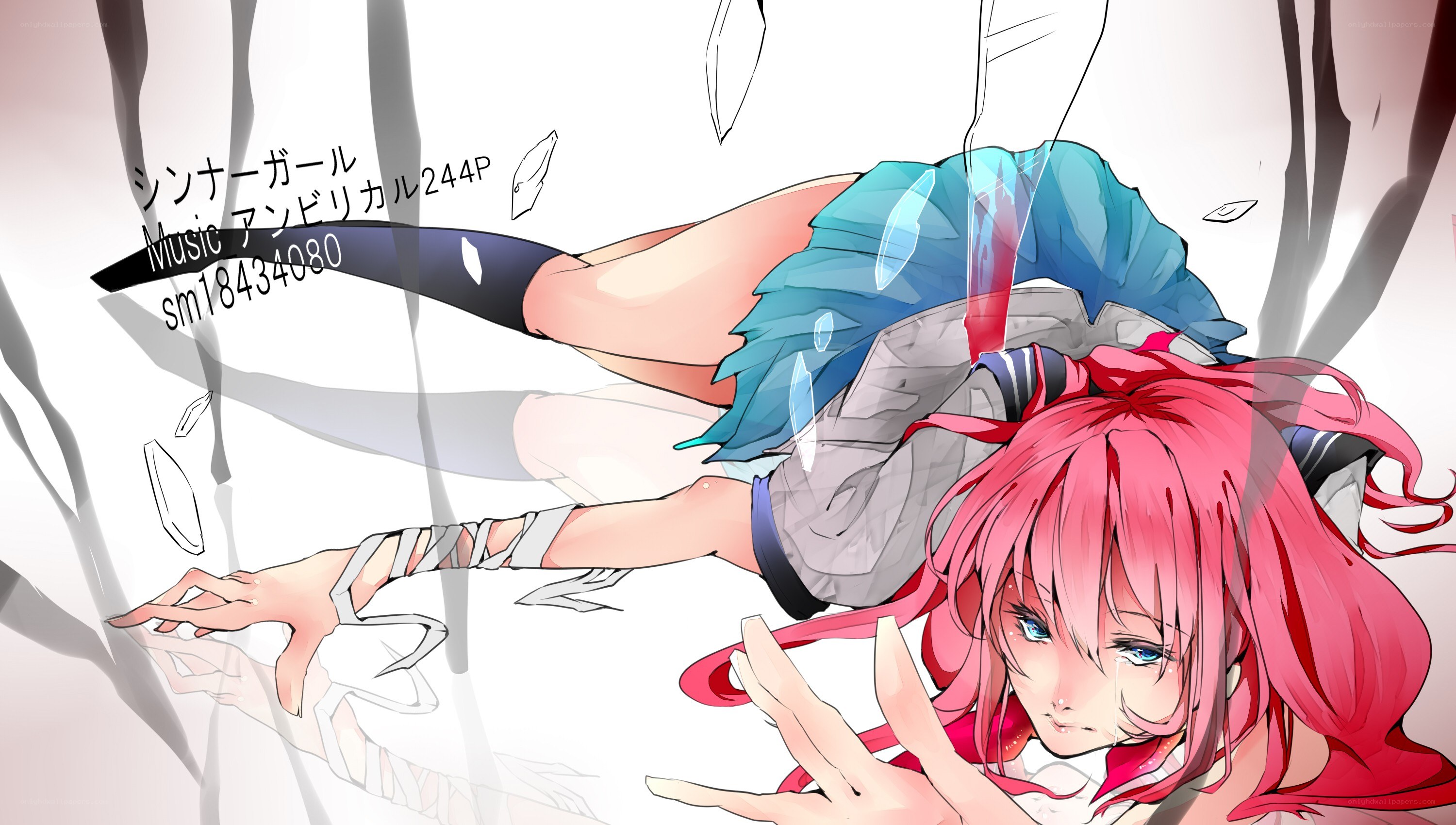 pink-haired girl in distress