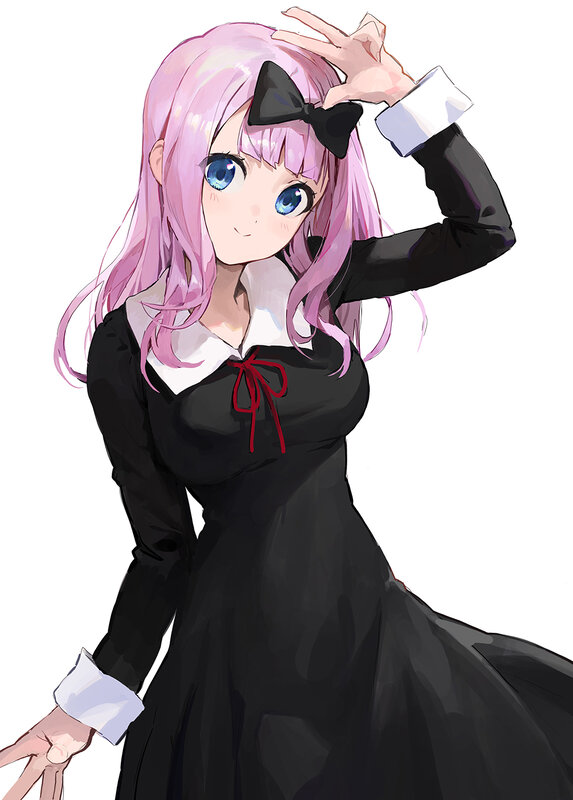 Pink-haired Girl in Dress — Black, Playful