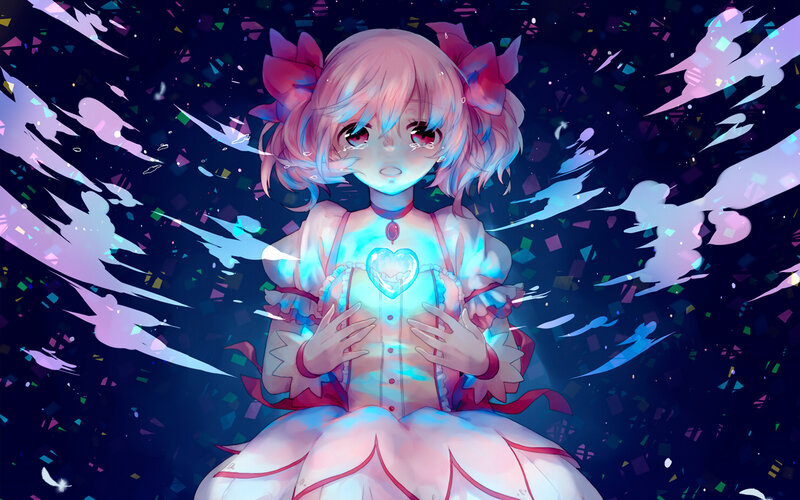 Pink-haired Girl in Dress — Blue, Dramatic, Night