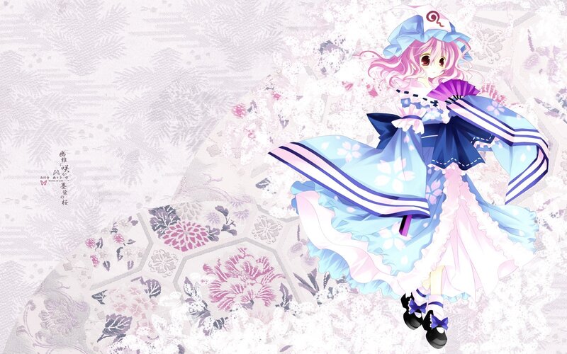 Pink-haired Girl in Dress — Blue, Serene, Spring, Anime