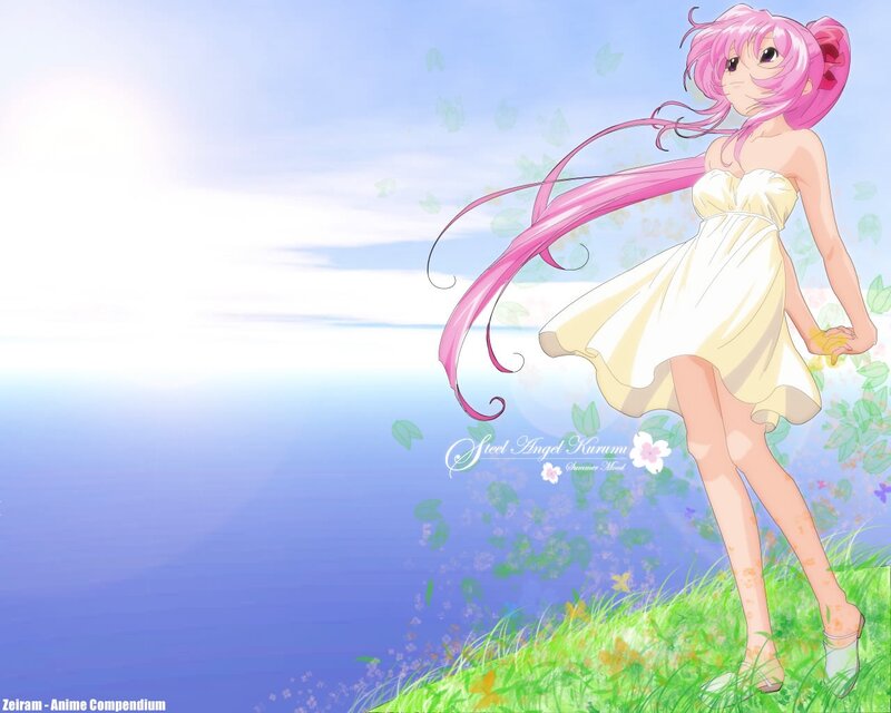 Pink-haired Girl in Dress — Blue, Serene, Summer