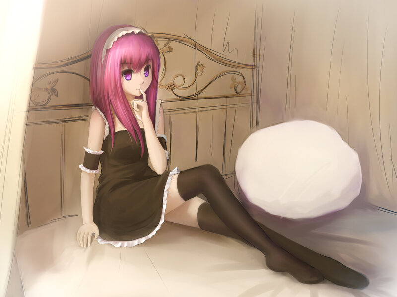 Pink-haired Girl in Dress — Brown