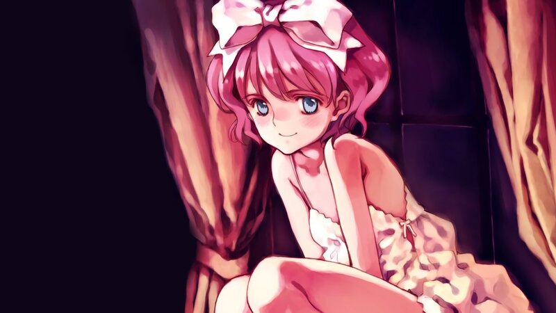 Pink-haired Girl in Dress — Pink, Calm, Night