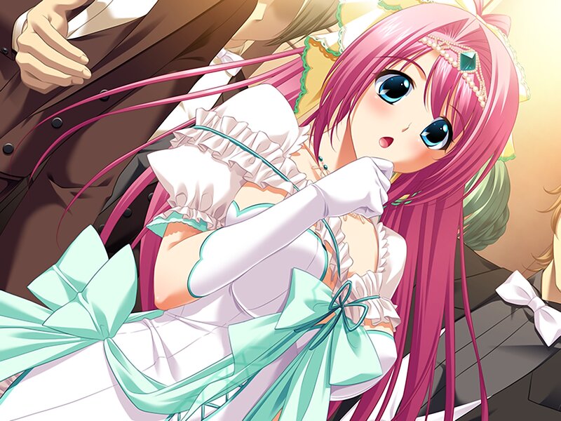 Pink-haired Girl in Dress — Pink, Dramatic, Anime, Anime Character