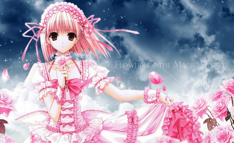 Pink-haired Girl in Dress — Pink, Dreamy, Sunset