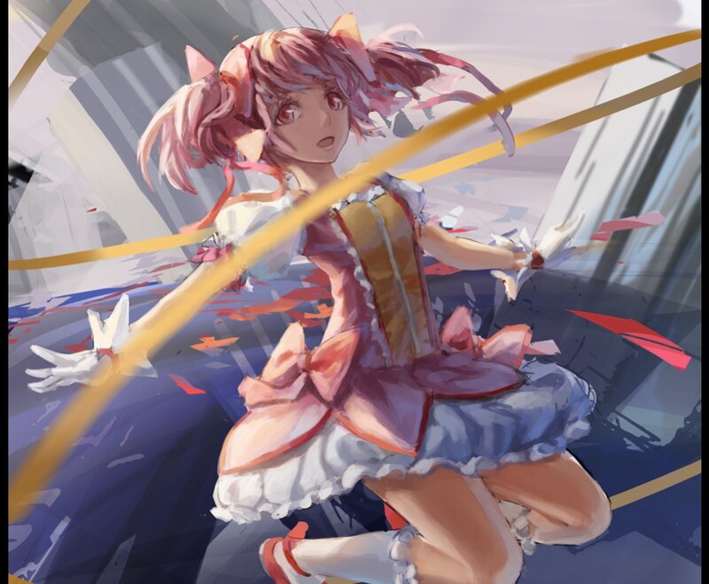 Pink-haired Girl in Dress — Pink, Dynamic, Digital Art