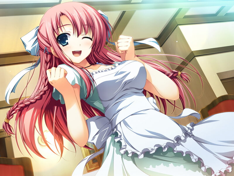 Pink-haired Girl in Dress — Pink, Happy