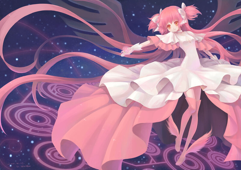 Pink-haired Girl in Dress — Pink, Serene, Night