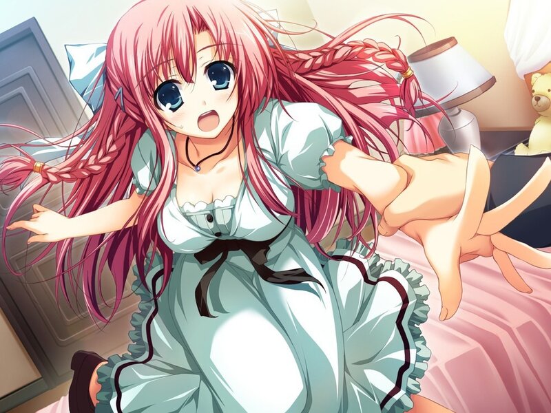 Pink-haired Girl in Dress — Pink, Surprised