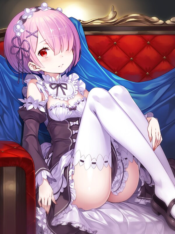Pink-haired Girl in Dress — Purple, Dramatic, Anime, Chair