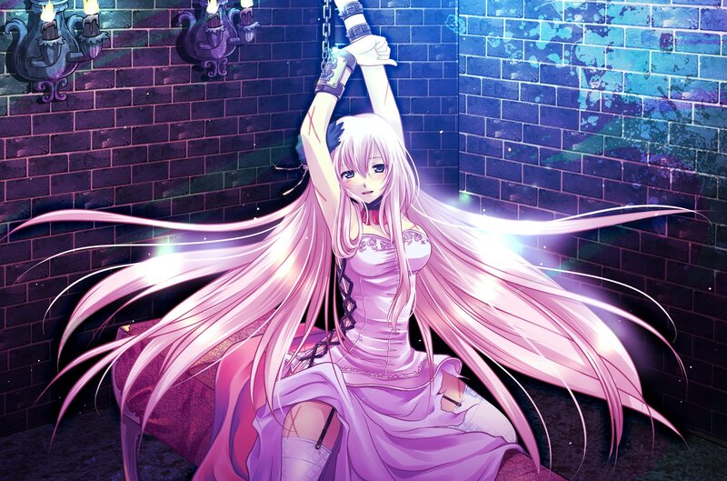 Pink-haired Girl in Dress — Purple, Dramatic, Night, Anime, Chains