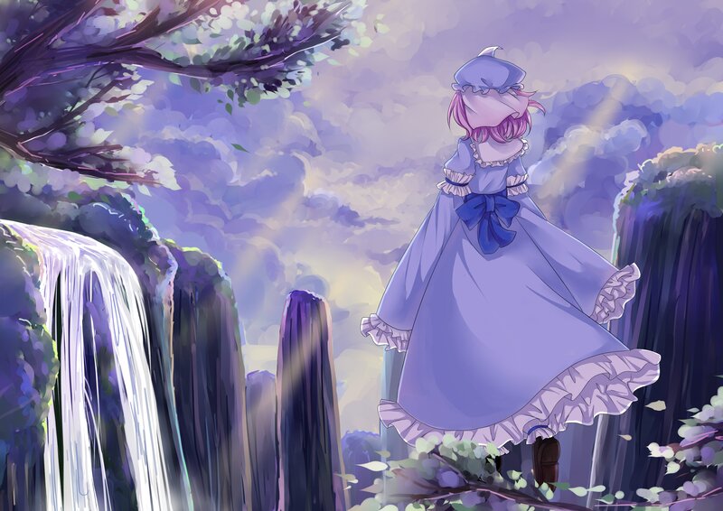 Pink-haired Girl in Dress — Purple, Serene, Afternoon, Anime