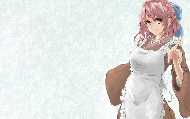 Pink-haired Girl in Dress — White, Cheerful