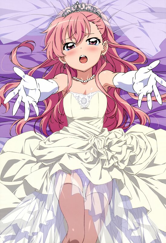 Pink-haired Girl in Dress — White, Dramatic, Anime